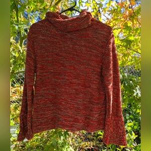 Cowl neck silk knit sweater